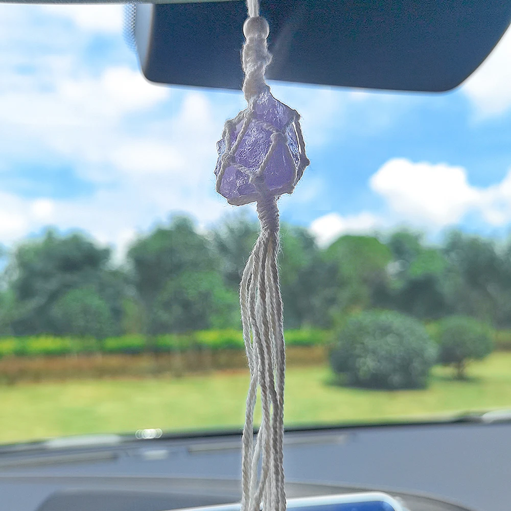 Handmade Macrame Garden Tumbled Amethyst Raw Healing Crystal Natural Stone Pendant Hanging Christmas Car Ornaments Decor, Multi color
Handmade Macrame Garden Tumbled Amethyst Raw Healing Crystal Natural Stone Pendant Hanging Christmas Car Ornaments Decor, Multi color