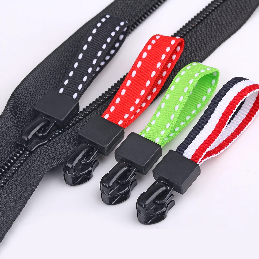 

NO.5# Webbing Zipper Sliders Ribbon zipper pull Reverse Installation for Invisible Zip Bag Jackets Zip Head DIY sewing, 23 colors