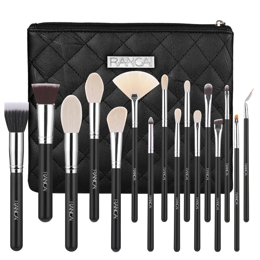 RANCAI 16pcs Professional Cosmetic Silver Ferrule Black Handle Soft Synthetic Hair Makeup Brush Set with Black PU Bag
RANCAI 16pcs Professional Cosmetic Silver Ferrule Black Handle Soft Synthetic Hair Makeup Brush Set with Black PU Bag
