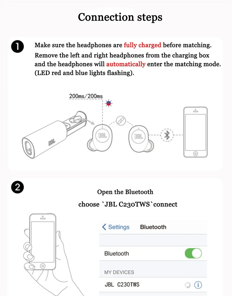 orginal JBL C230 TWS Wireless Earphones Bluetooth V5.0 Earbuds Stereo Microphone In Ear with Charging Box Wireless Earbuds - ANKUX.COM