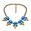 xl01183 Top Selling Candy Color Vintage Gold Plated Style Costume African Statement Blue Crystal Jewelry Women Necklace