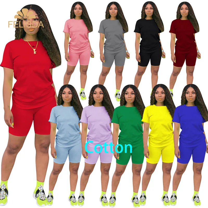 Custom Logo Cotton Women 2 Piece Set Summer Tracksuits Plus Size T-shirts + Jogger Short Pants Casual Two Piece Set
Custom Logo Cotton Women 2 Piece Set Summer Tracksuits Plus Size T-shirts + Jogger Short Pants Casual Two Piece Set