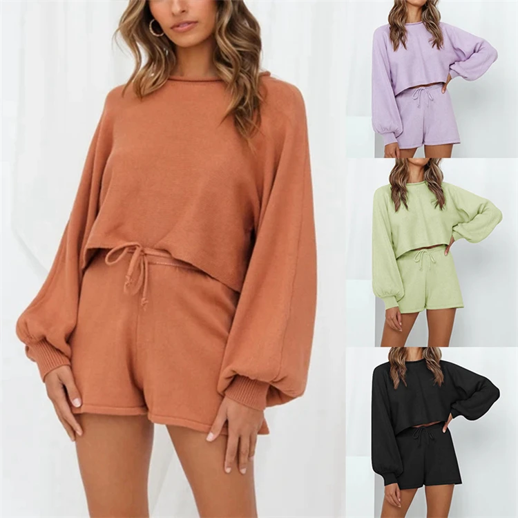 Fall sweaters for women clothing fashion lantern sleeve sweater shorts solid color home service women sweater set D11361
Fall sweaters for women clothing fashion lantern sleeve sweater shorts solid color home service women sweater set D11361