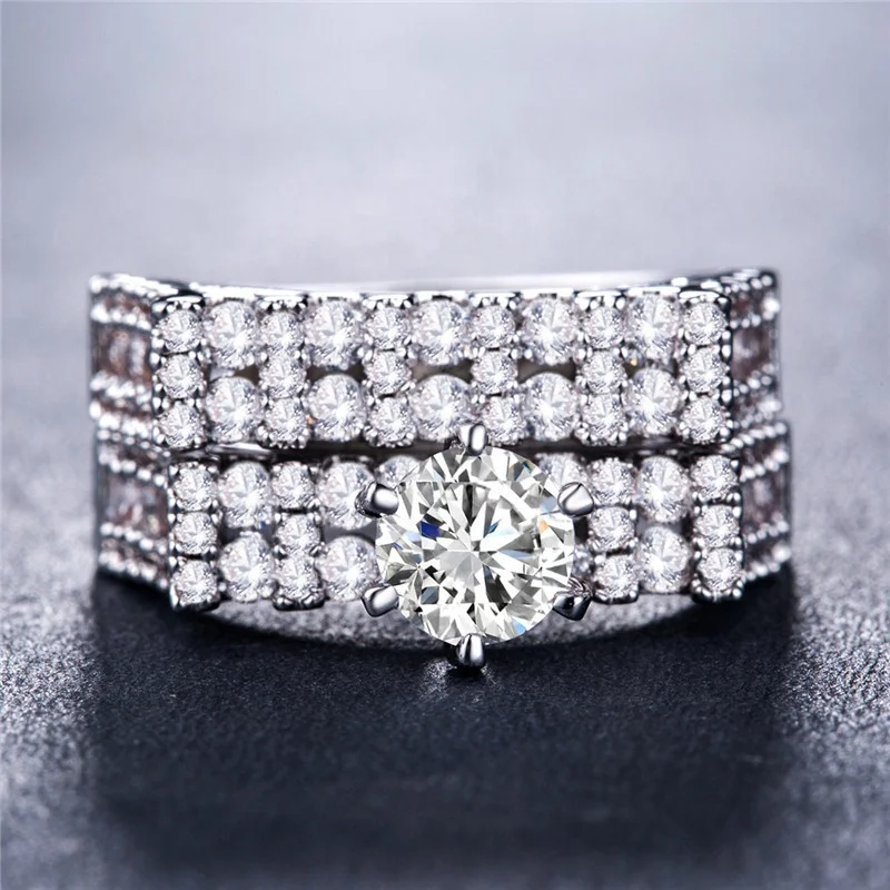 Luxury 2PC Ring Sets Silver/Gold/Rose Gold New Gothic Stylish Wedding Couple Ring Sets New Design Solitaire Jewelry Ring
Luxury 2PC Ring Sets Silver/Gold/Rose Gold New Gothic Stylish Wedding Couple Ring Sets New Design Solitaire Jewelry Ring