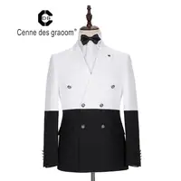 New design stylish slim fit 2 pieces wedding suits for men white with black double vest suit
New design stylish slim fit 2 pieces wedding suits for men white with black double vest suit