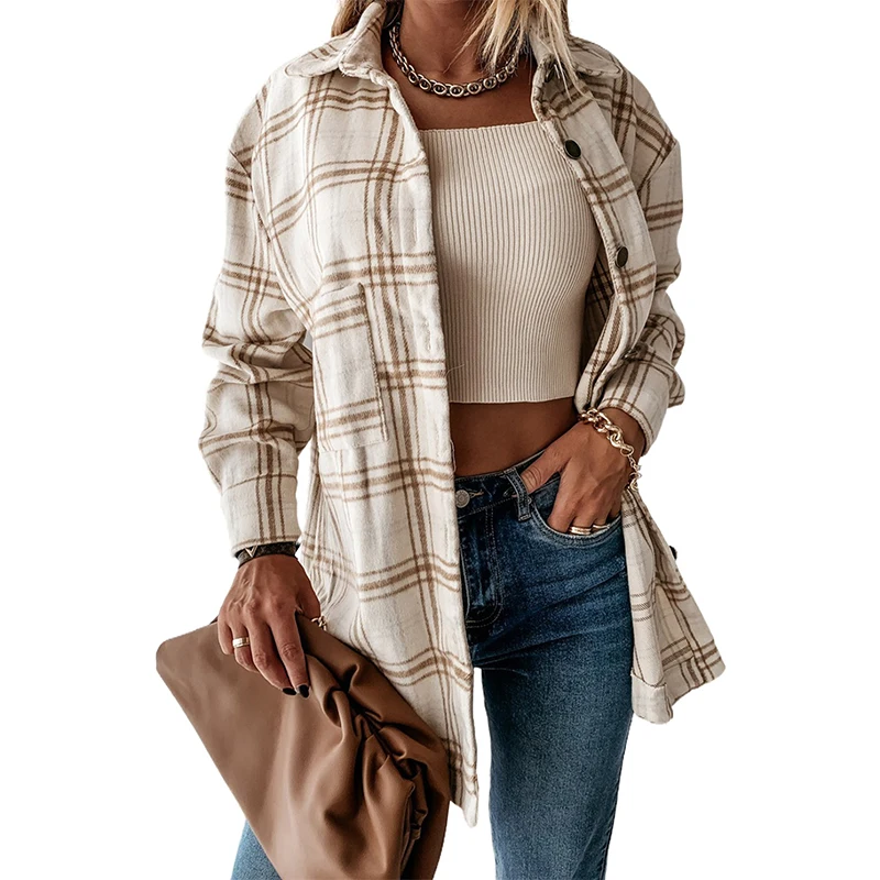2021 Fashion Wholesale Women's Coat Plaid Pattern Casual Cardigans Largos Buttoned Coats For Women
2021 Fashion Wholesale Women's Coat Plaid Pattern Casual Cardigans Largos Buttoned Coats For Women