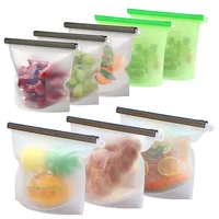 

FDA Grade BPA free Large Food Fresh Container Set Ziplock Design Leak-proof Seal Reusable Silicone Food Storage Bags