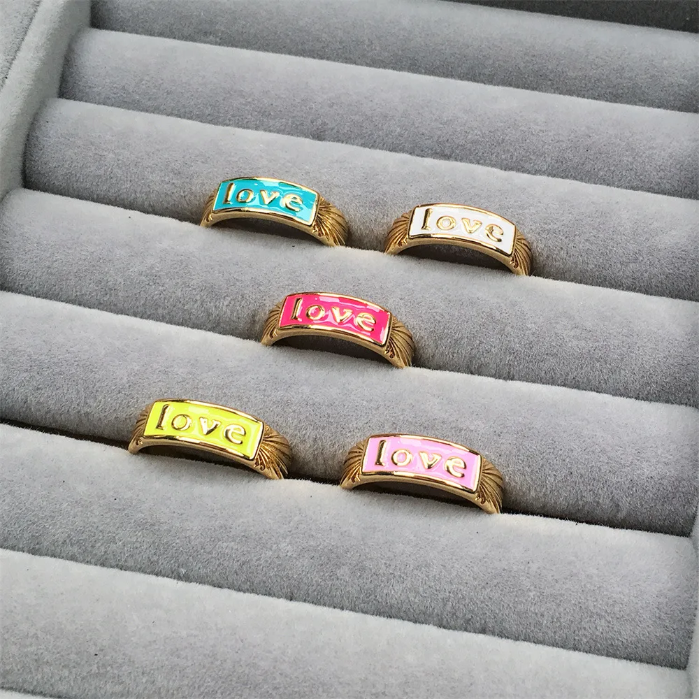 Love Letter Rings Open Cuff Adjustable English Letter Enamel Oil Drip Opening Ring 2021 New Arrival
Love Letter Rings Open Cuff Adjustable English Letter Enamel Oil Drip Opening Ring 2021 New Arrival