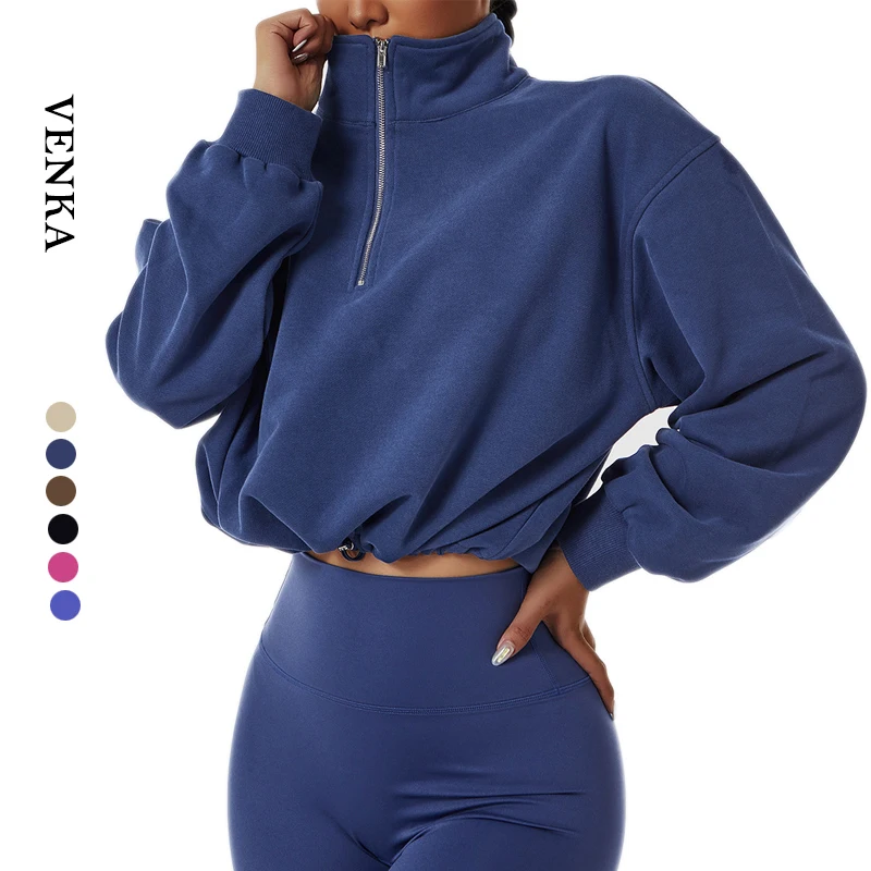 Wholesale Workout Fitness Clothing T-Shirt Women Cotton Top Front Zipper Stand-up collar Loose Top Woman Long Sleeves Tops
Wholesale Workout Fitness Clothing T-Shirt Women Cotton Top Front Zipper Stand-up collar Loose Top Woman Long Sleeves Tops