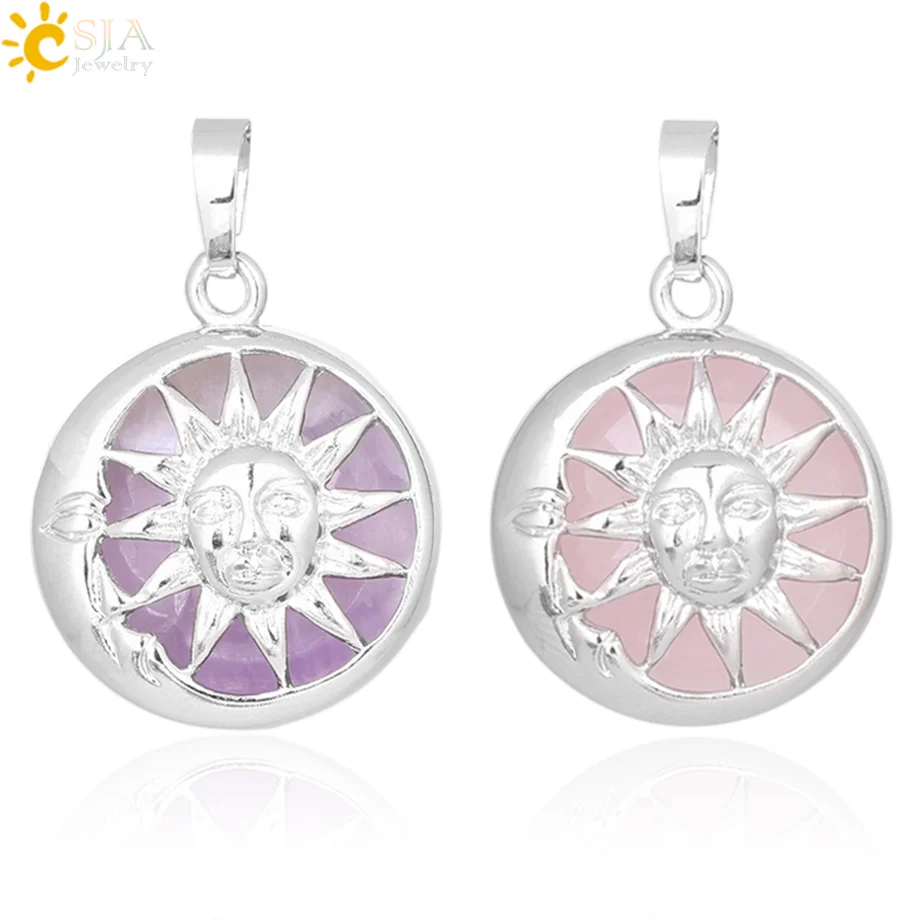 CSJA rose quartz round bead pendant natural chakra moon sun god energy charm for necklace making F371
CSJA rose quartz round bead pendant natural chakra moon sun god energy charm for necklace making F371