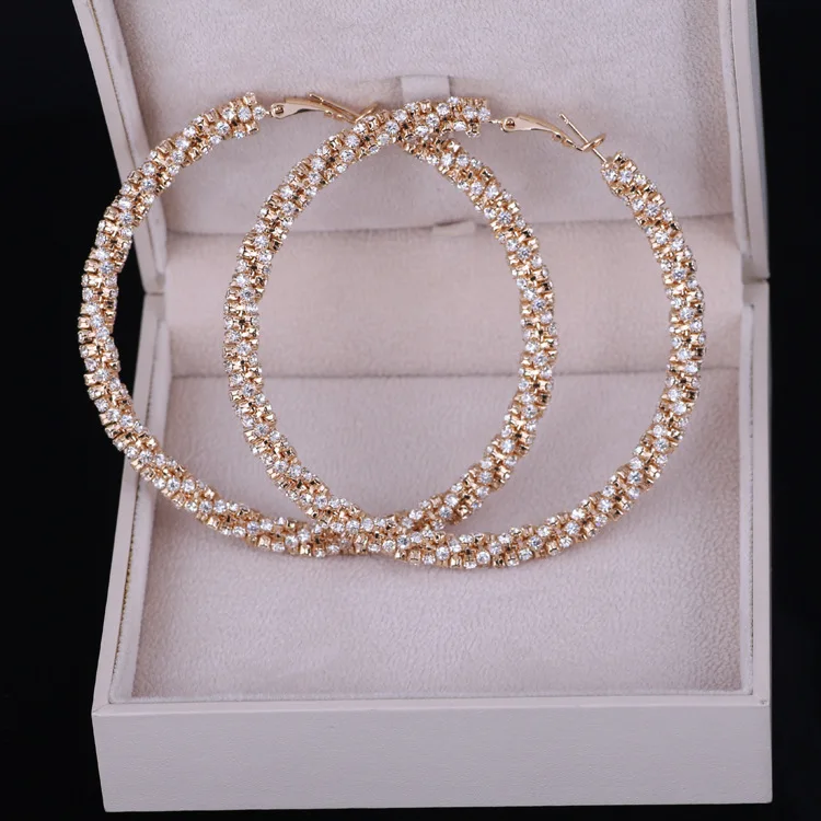 Trendy Full Crystal Rhinestone Large Round Hoop Earrings For Women Party Valentines Gift Geometric Large Circle Earrings
Trendy Full Crystal Rhinestone Large Round Hoop Earrings For Women Party Valentines Gift Geometric Large Circle Earrings