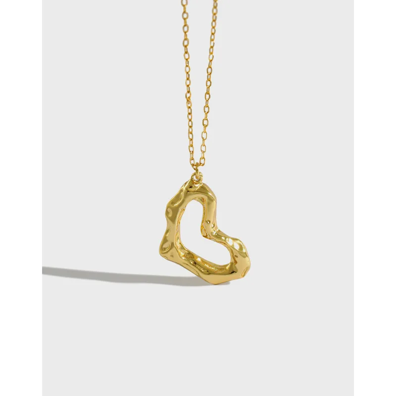 925 Sterling Silver Necklace Simple Irregular 18k Gold plated Heart Pendant Necklace
925 Sterling Silver Necklace Simple Irregular 18k Gold plated Heart Pendant Necklace