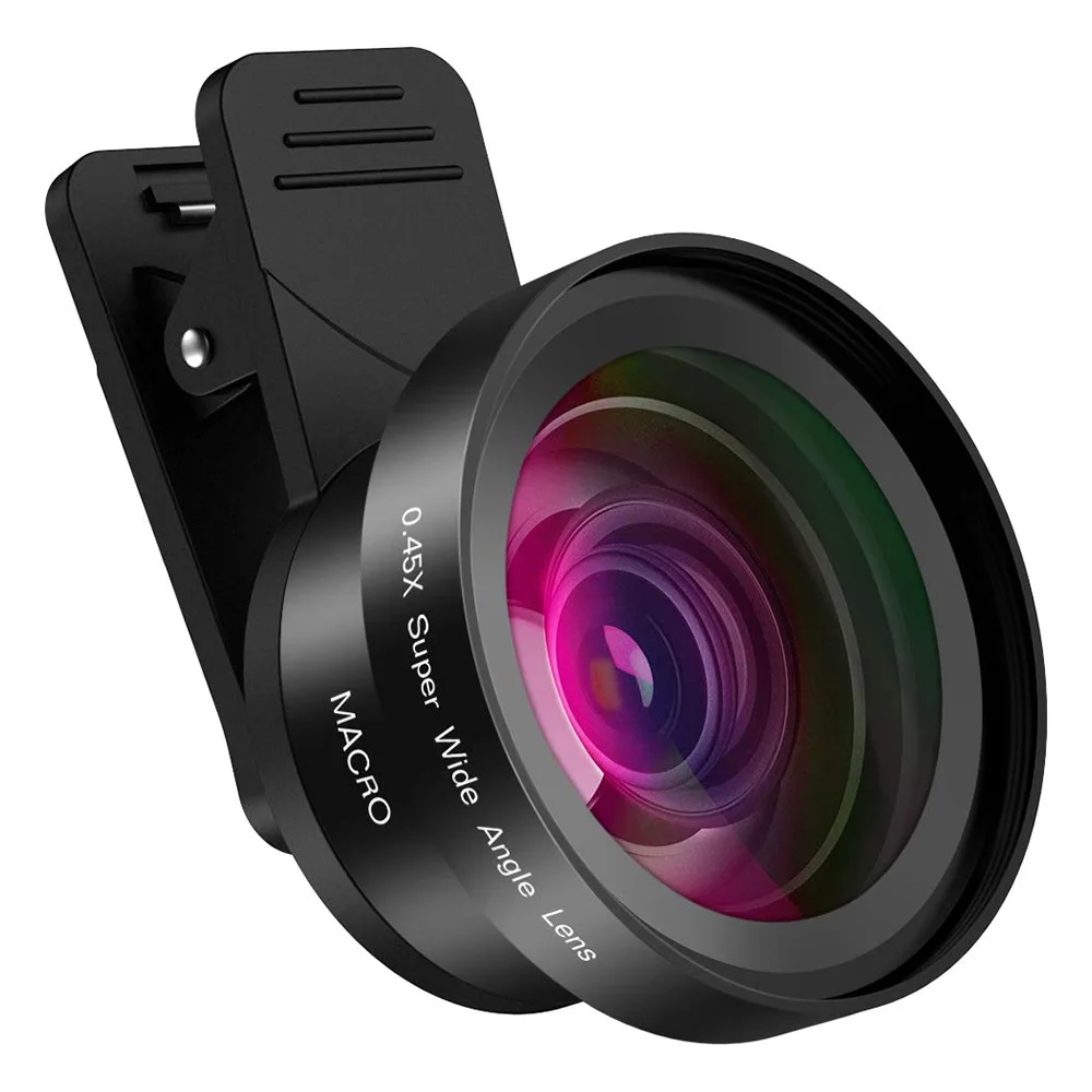 

Amazon hot sell universal clip 0.45x Super Wide Angle Cell Phone Camera Lens with 12.5x Macro Lens freeshipping