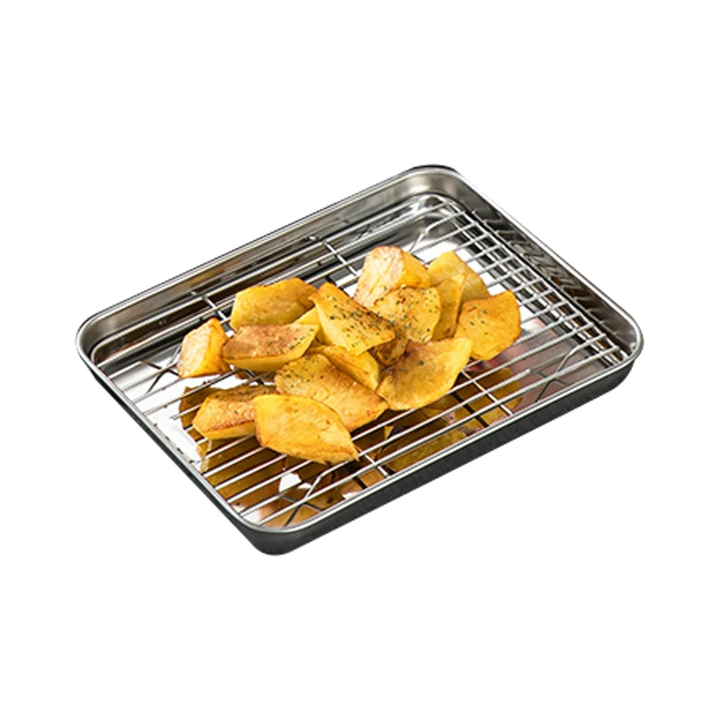 Drop Shipping Serving Tray Square Tray with Removable Rack 304 Stainless steel Baking Tray with Cooling Rack
Drop Shipping Serving Tray Square Tray with Removable Rack 304 Stainless steel Baking Tray with Cooling Rack