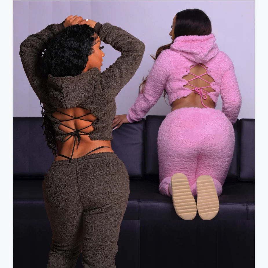 W-C-856A Women Winter 2PCS Cashmere Suit Outfits Sexy Backless Long Sleeve Hoodies Crop Tops Casual Lounge Wear, Pink / grey
W-C-856A Women Winter 2PCS Cashmere Suit Outfits Sexy Backless Long Sleeve Hoodies Crop Tops Casual Lounge Wear, Pink / grey