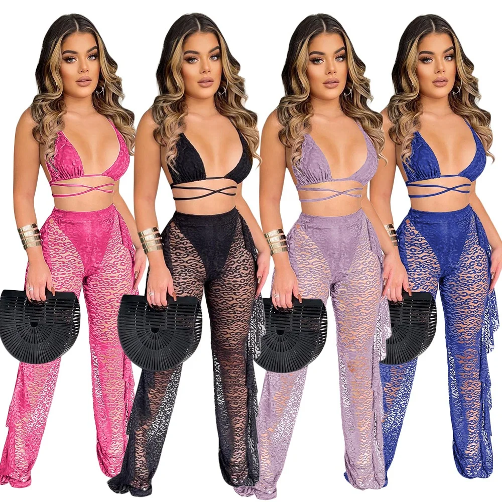 2021 Women's Sexy Bikini Bottom Underwear Summer 2pcs Sets Ruffle Trousers With Lace Swimwear Cover two piece pants set, Picture
2021 Women's Sexy Bikini Bottom Underwear Summer 2pcs Sets Ruffle Trousers With Lace Swimwear Cover two piece pants set, Picture