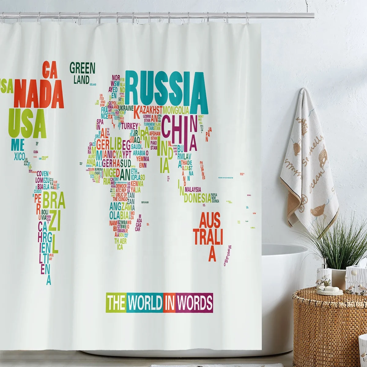 i@home bath waterproof world map fabric 3d shower curtain custom digital printing, Picture
i@home bath waterproof world map fabric 3d shower curtain custom digital printing, Picture