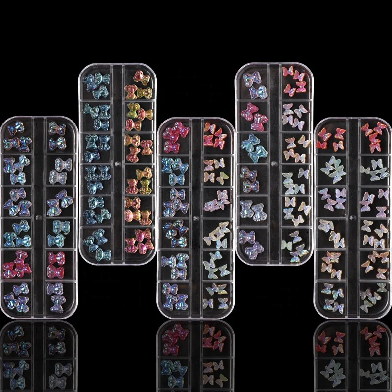 12 Grid 3D Cute Bear Nail Art Charms Butterfly Jelly Accessories Aurora Symphony Resin Bow Nail Decorations, As shown
12 Grid 3D Cute Bear Nail Art Charms Butterfly Jelly Accessories Aurora Symphony Resin Bow Nail Decorations, As shown