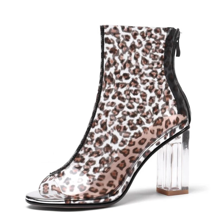 Summer Women Boots Peep toe Crystal Square Heel Sandals Transparent Leopard Chunky Clear Heel Dress Shoes
Summer Women Boots Peep toe Crystal Square Heel Sandals Transparent Leopard Chunky Clear Heel Dress Shoes