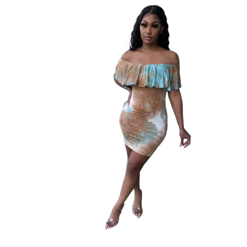 women evening dresses for party tie dye printed bodycon off the shoulder dress fashion mini dresses women, Coffee/yellow
women evening dresses for party tie dye printed bodycon off the shoulder dress fashion mini dresses women, Coffee/yellow