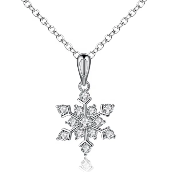 925 Sterling Silver Plated Snow Winter Snowflake Pendant Necklace for Valentines Gift, As pictures
925 Sterling Silver Plated Snow Winter Snowflake Pendant Necklace for Valentines Gift, As pictures