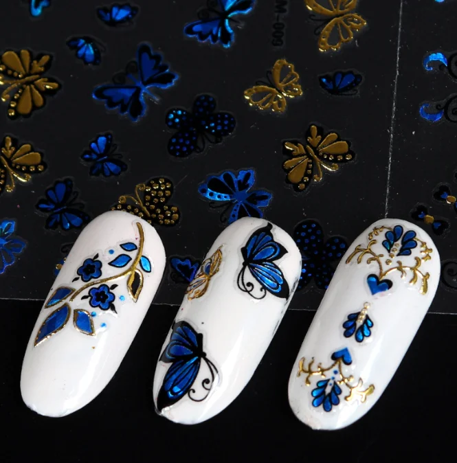 30 pieces set blue butterfly 3d gold foil nail stickers adhesive nail decals stickers
30 pieces set blue butterfly 3d gold foil nail stickers adhesive nail decals stickers