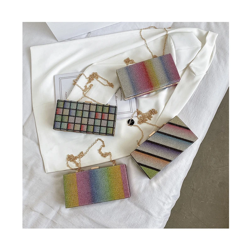 Rainbow Diamond Wedding Clutch Bag Elegant Party Evening Clutch Purse and Handbag for Women Luxury Designer Crossbody Box Bag 
Rainbow Diamond Wedding Clutch Bag Elegant Party Evening Clutch Purse and Handbag for Women Luxury Designer Crossbody Box Bag