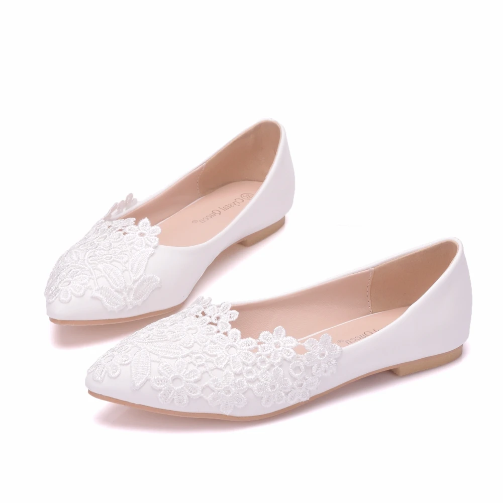 Elegant Ballet Flats White Lace Wedding Shoes Flat Heel Casual Shoes Pointed Toe Women Wedding Princess Flats
Elegant Ballet Flats White Lace Wedding Shoes Flat Heel Casual Shoes Pointed Toe Women Wedding Princess Flats
