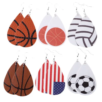 D1566 Hot Sale Women American Flag Earring Faux Leather Football Baseball Basketball Earrings, 11 colors
D1566 Hot Sale Women American Flag Earring Faux Leather Football Baseball Basketball Earrings, 11 colors
