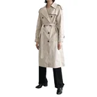 Fashionable womens casual summer 100%cotton trench coat women beige korean style Trench Coat Jacket
