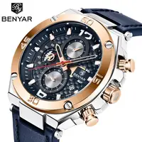 

2019 BENYAR Brand Men Quartz Watch Luxury Military Sport Chronograph Business Waterproof Leather Watches Clock Relogio Masculino