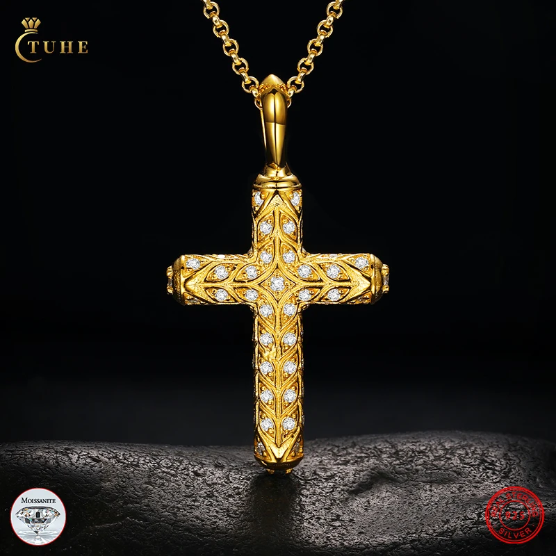 Kolye Men Jewelry Luxury Gold Plated 925 Sterling Silver VVS Moissanite Diamond Cross Pendant Necklace
Kolye Men Jewelry Luxury Gold Plated 925 Sterling Silver VVS Moissanite Diamond Cross Pendant Necklace