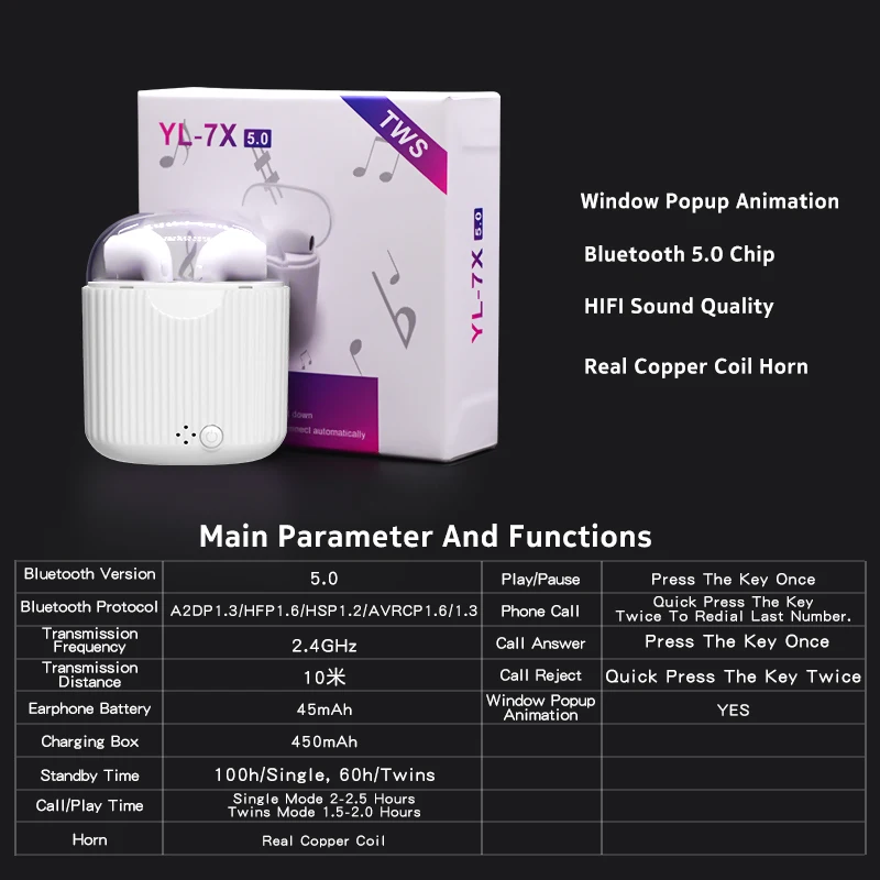 Best wireless earphones, i7x tws headphone blue tooth 5.0 for samsung - ANKUX.COM