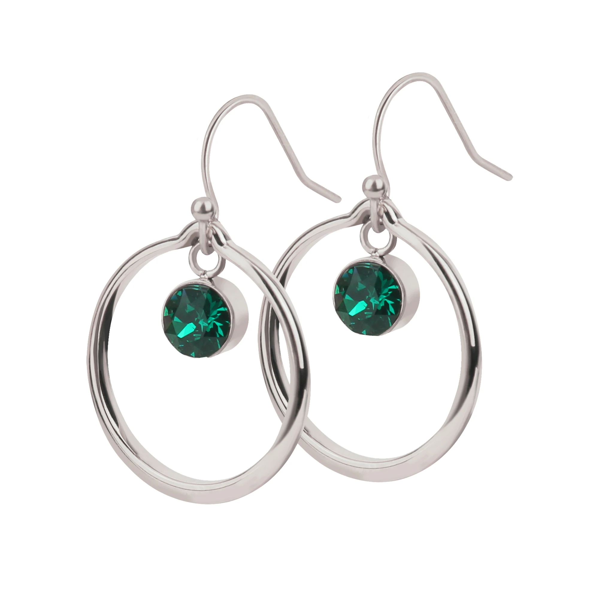 European and American fashion green ctystal pendant double ring earring sliver stainless steel jewelry hoop earring
European and American fashion green ctystal pendant double ring earring sliver stainless steel jewelry hoop earring