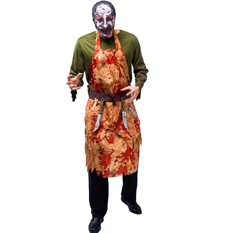 Horror Bloody Butcher Apron with Hood Halloween Party Cosplay Cruel Butcher Man Costume
Horror Bloody Butcher Apron with Hood Halloween Party Cosplay Cruel Butcher Man Costume