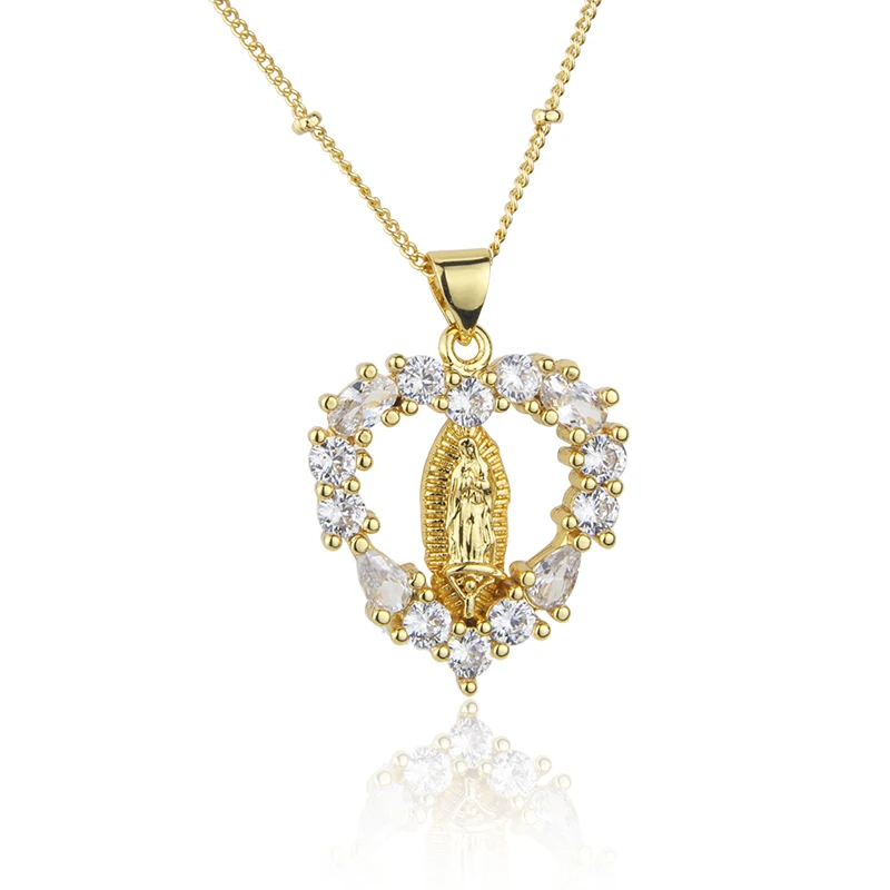 New Arrival Gold Plated Religious Necklace Heart Mother Of God CZ Pendant Necklace Jewelry For Woman, Gold color
New Arrival Gold Plated Religious Necklace Heart Mother Of God CZ Pendant Necklace Jewelry For Woman, Gold color