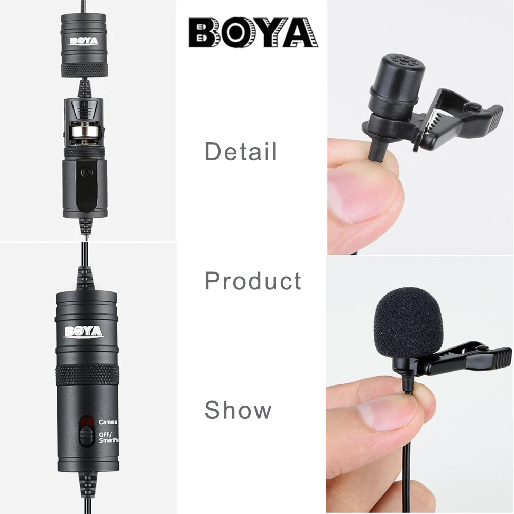 BOYA BY-M1 6m clipsable Micro Cravate 3.5mm omnidirectionnelle Micro À Condensateur pour Smartphone SONY Canon Nikon DSLR