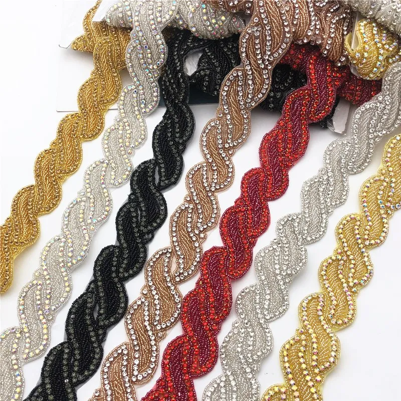 Bridal beaded Rhinestone crystal applique trim gold iron on for wedding dresses belt
Bridal beaded Rhinestone crystal applique trim gold iron on for wedding dresses belt