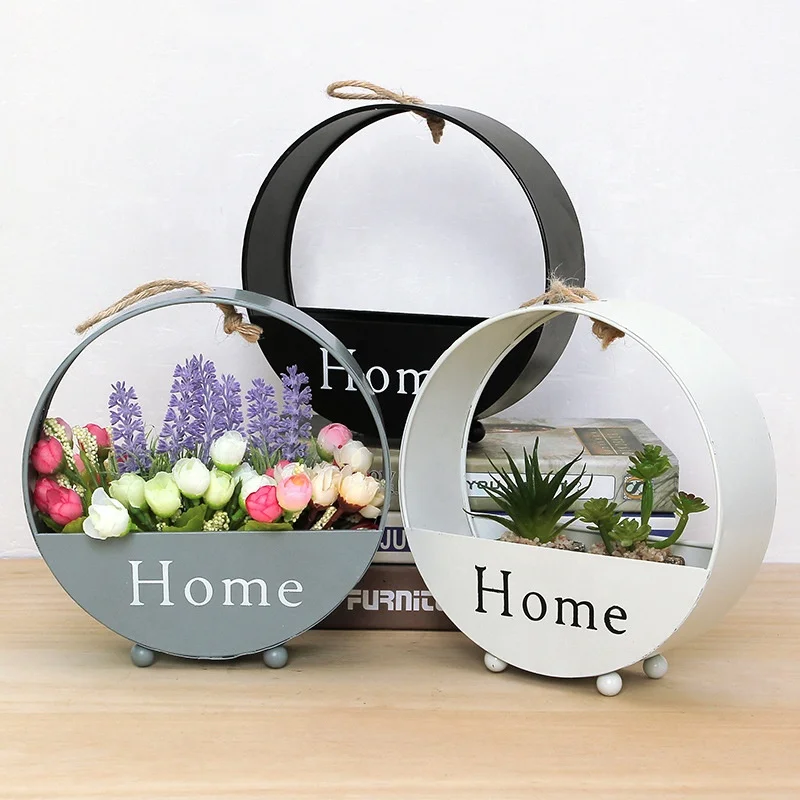 European creative tieyi circular wall decoration to receive flower basket wall hanging, As shown
European creative tieyi circular wall decoration to receive flower basket wall hanging, As shown