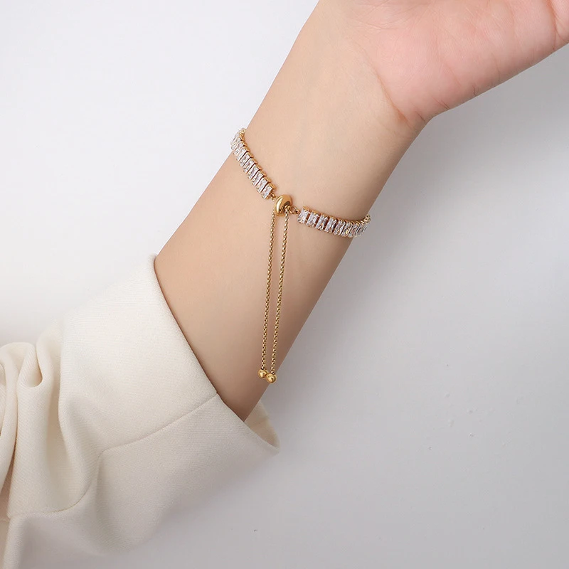 Trendy Stainless Steel Zircon Tennis Chain Bracelet for Women Hip Hop Jewelry Gold CZ Diamond Bracelets Iced Out
Trendy Stainless Steel Zircon Tennis Chain Bracelet for Women Hip Hop Jewelry Gold CZ Diamond Bracelets Iced Out