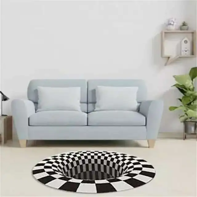 stereo vision mat printed round optical 3d vortex illusion rug carpet