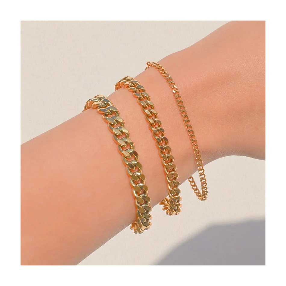 Wholesale Women Mens Personalized 18K Gold Link Bracelet Stainless Steel Miami Curb Cuban Chain Bracelet for Women, Silver/gold/rose gold
Wholesale Women Mens Personalized 18K Gold Link Bracelet Stainless Steel Miami Curb Cuban Chain Bracelet for Women, Silver/gold/rose gold