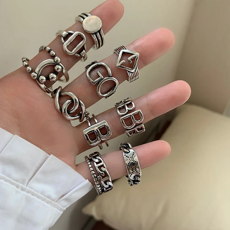Mixed batch retro old irregular geometry cross chain ring personality letter B opening adjustable ring female
Mixed batch retro old irregular geometry cross chain ring personality letter B opening adjustable ring female