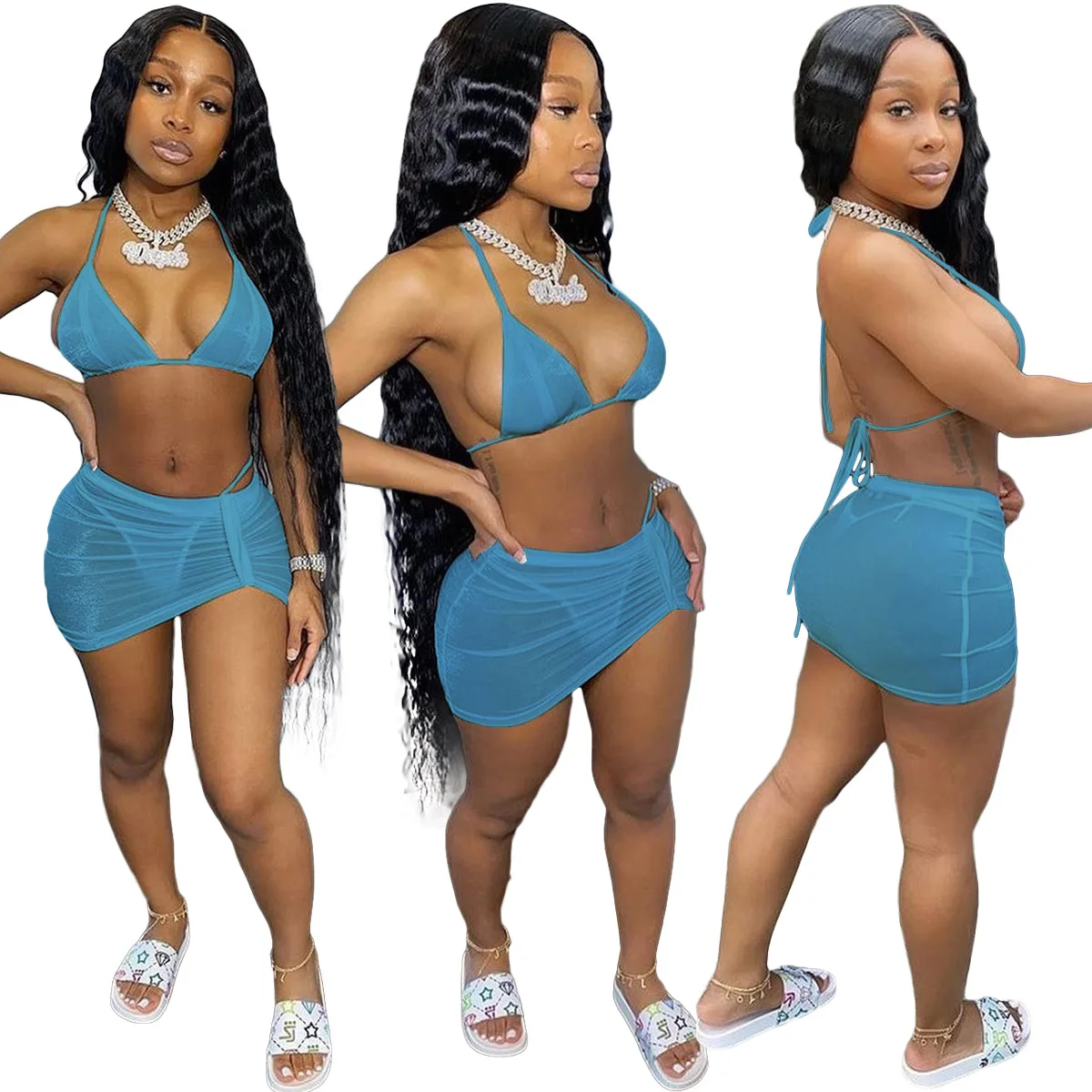 new swimwear cover up dress crop top three piece set women clothing sexy women bikini set 
new swimwear cover up dress crop top three piece set women clothing sexy women bikini set