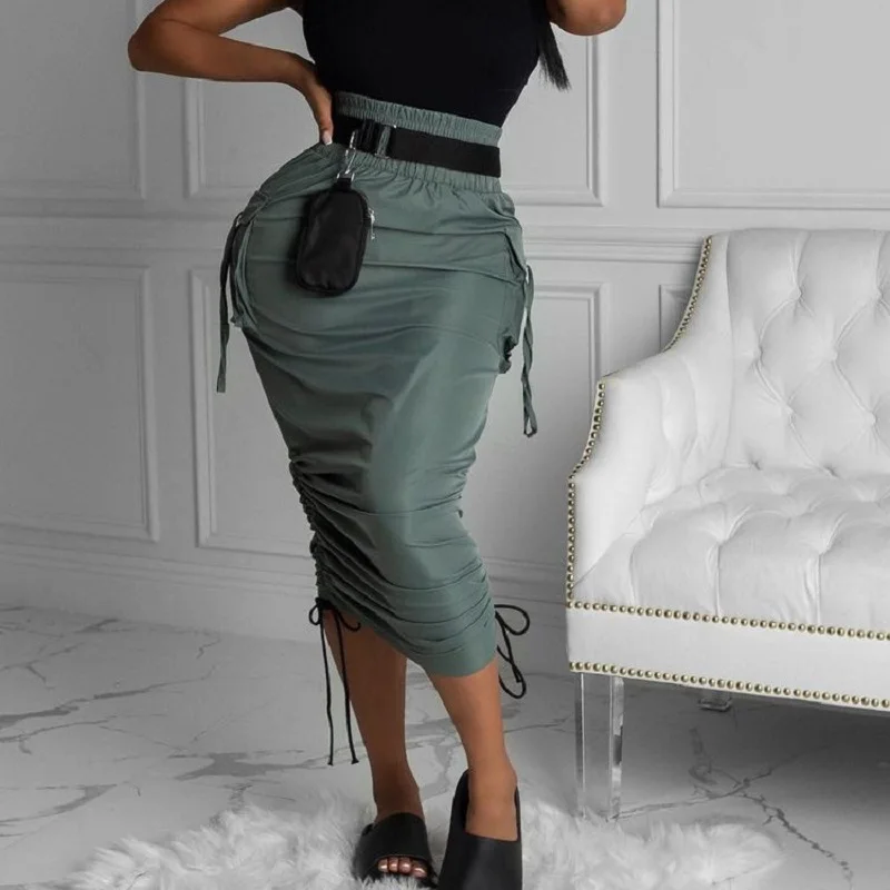 2021 women's fashion pure color high waist pleated tie pencil skirt
2021 women's fashion pure color high waist pleated tie pencil skirt