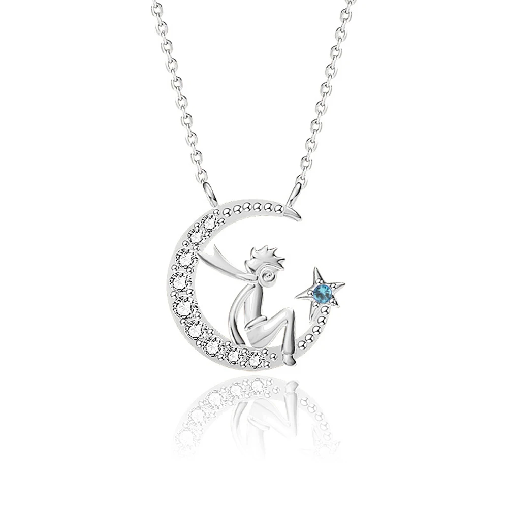 Sterling Silver Star Moon Clavicle Chain 925 Little Prince Personalised Necklace
Sterling Silver Star Moon Clavicle Chain 925 Little Prince Personalised Necklace