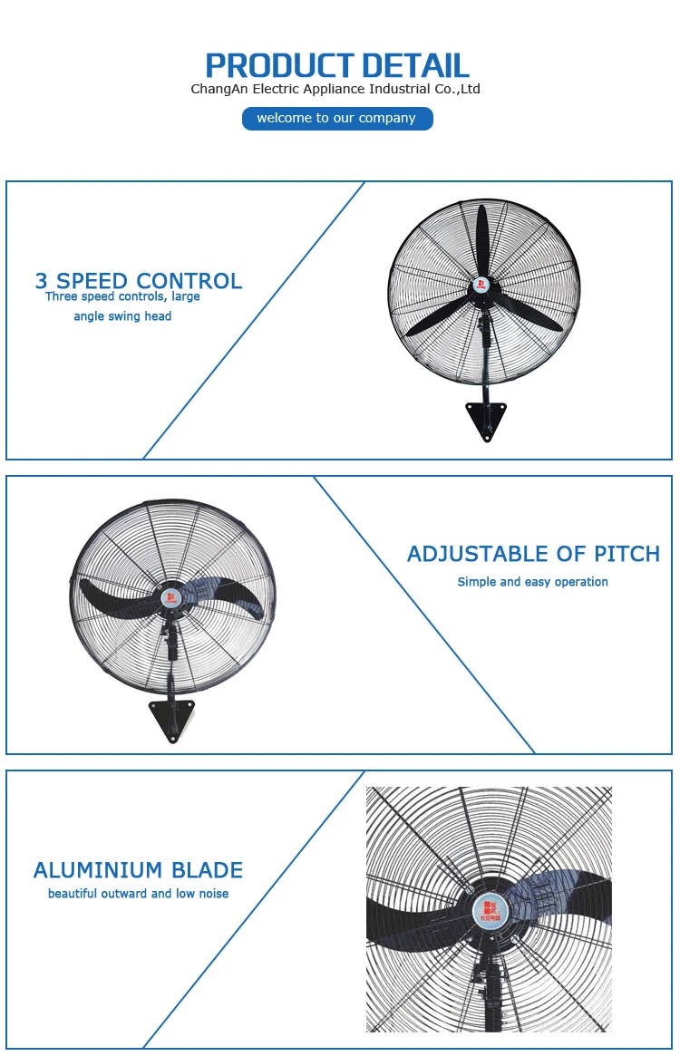 Wall Fan, 3-Speed, 250, Metal - detail 8