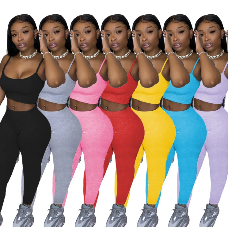 Fashion Activewear Halter Top Two Piece Pants Set 2021 Summer Sexy Crop Top 2 Piece Sets Women Clothing, Picture color
Fashion Activewear Halter Top Two Piece Pants Set 2021 Summer Sexy Crop Top 2 Piece Sets Women Clothing, Picture color