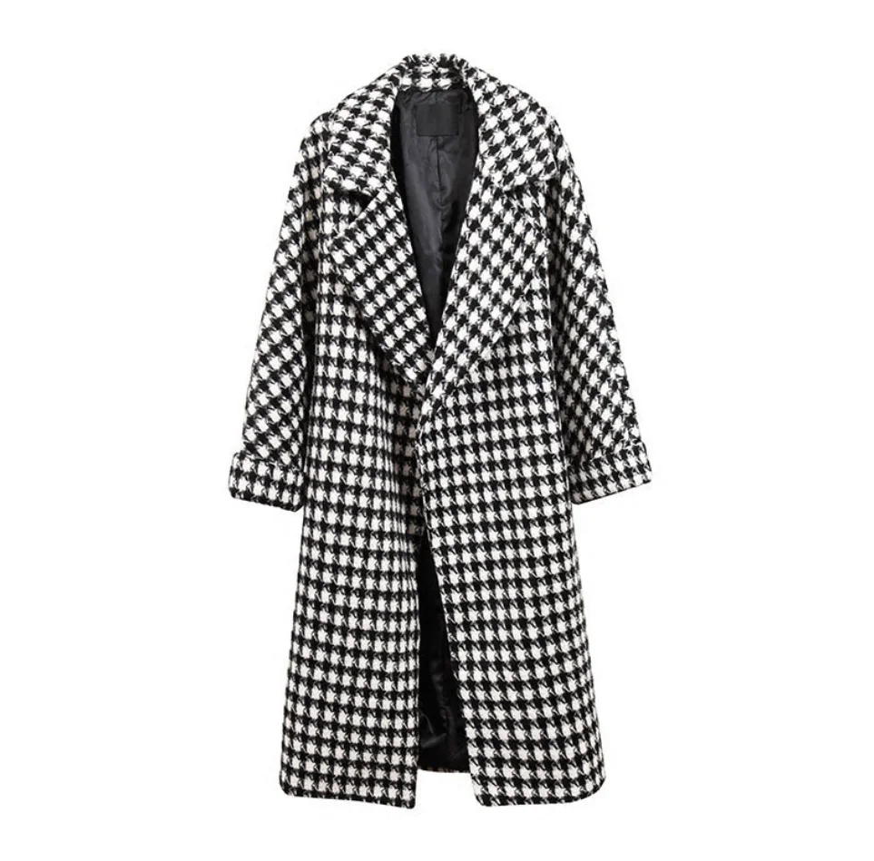 Max New fashion hotsale houndstooth over knee korean style long loose warm wool female Autumn winter overcoat, Black and white
Max New fashion hotsale houndstooth over knee korean style long loose warm wool female Autumn winter overcoat, Black and white