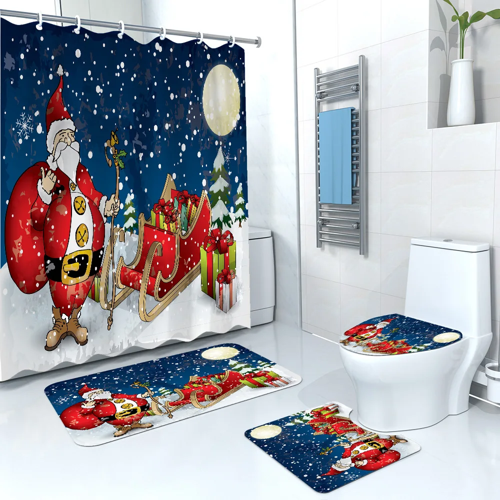 Custom Christmas 3d Printed Polyester Waterproof Bathroom Rug And shower curtains Set
Custom Christmas 3d Printed Polyester Waterproof Bathroom Rug And shower curtains Set